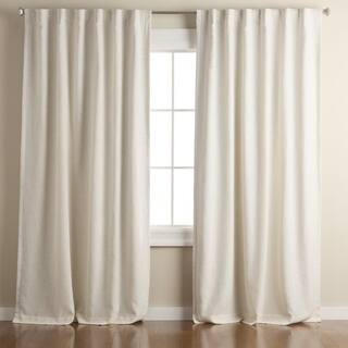 Arlo Solid Linen Texture 50 in. W x 84 in. L Polyester Blackout Natural Linen Curtain (Set of 2) | The Home Depot