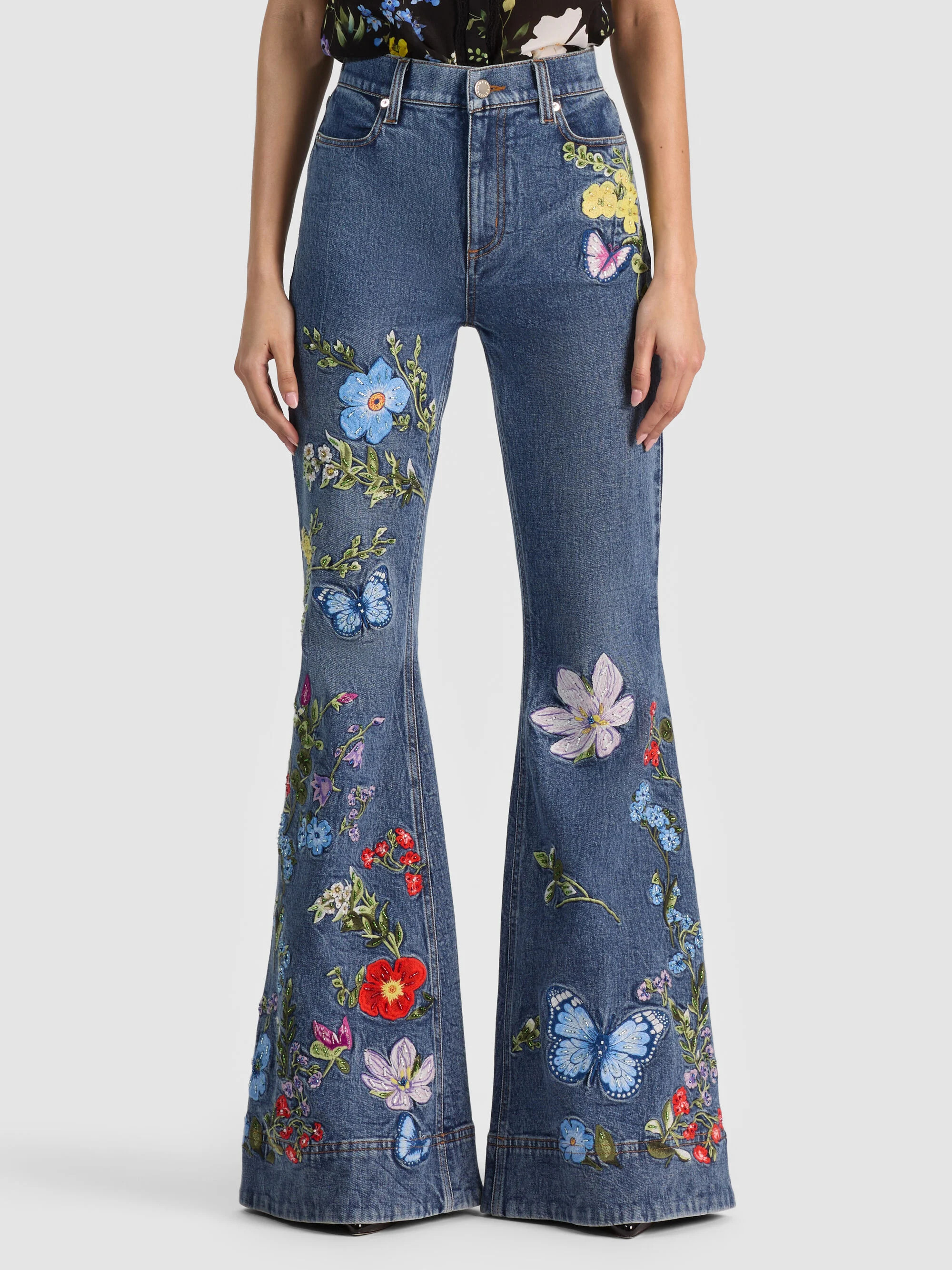 BEAUTIFUL EMBROIDERED JEAN | Alice + Olivia