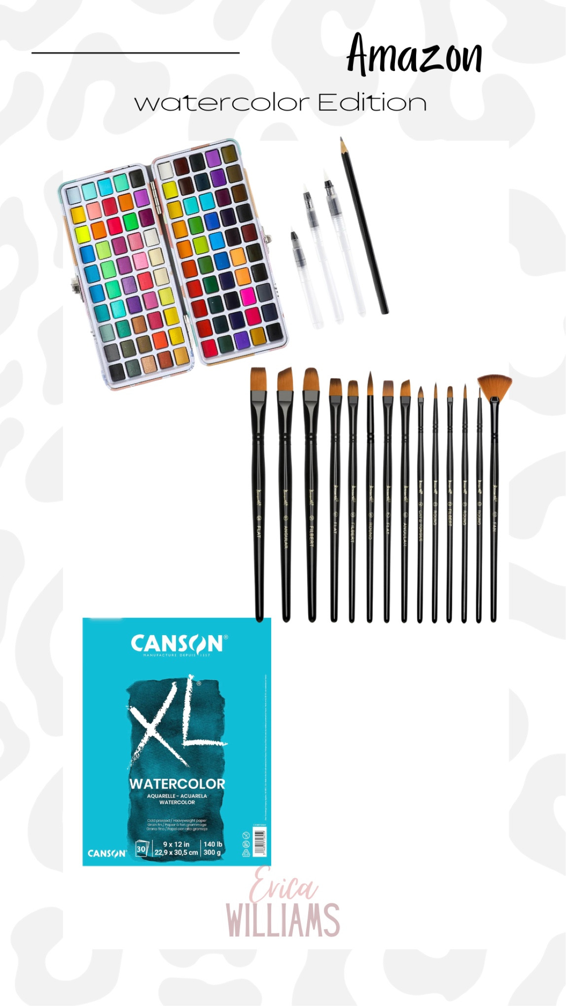 Watercolor supplies
Amazon finds
Paintbrushes 
Watercolor paper
Watercolor paint 

#LTKfindsunder50