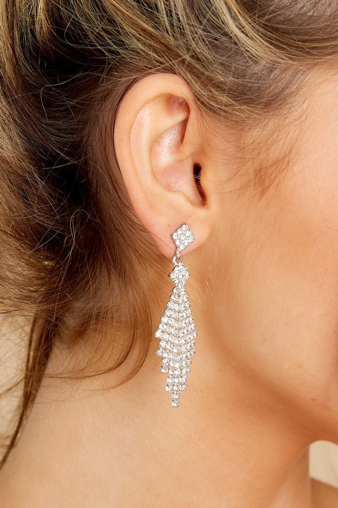 New Level Silver Statement Earrings | Red Dress 