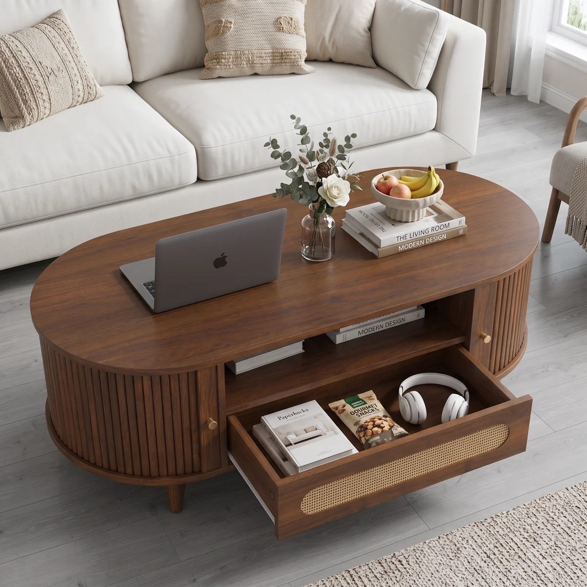Inspired by timeless mid-century design, the 47.2” Mid-Century Modern Oval Coffee Table combines warm wood tones, woven rattan sliding doors, and sleek oval lines for a look that’s both functional and effortlessly stylish. Hidden storage, an integrated drawer, and open shelving keep your living room beautifully organized. ON SALE and under $200.

Ideas:

* mid-century modern décor
* living room inspiration
* natural home styling
* coffee table décor
* warm minimalist interiors

Keywords:

* mid-century modern coffee table
* oval coffee table
* rattan coffee table
* coffee table with storage
* sliding door coffee table
* wood coffee table
* coffee table with drawer
* solid wood coffee table
* Japandi furniture
* Scandinavian coffee table
* organic modern décor
* living room furniture
* designer-inspired furniture
* modern coffee table
* minimalist living room
* woven rattan furniture
* stylish storage furniture
* contemporary coffee table
* neutral home décor
* statement coffee table

#LTKHome #LTKSaleAlert #LTKSeasonal