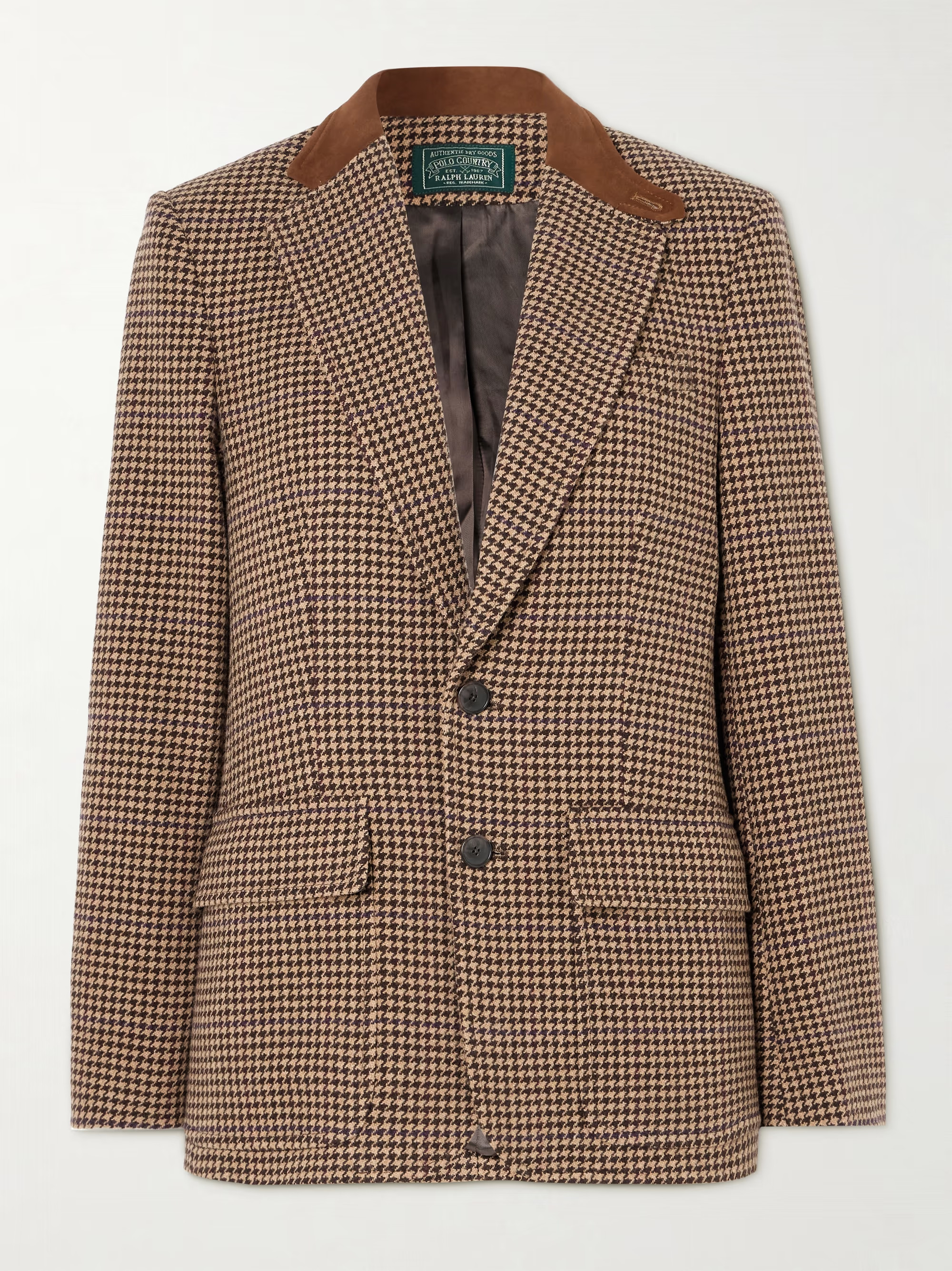 Velvet-trimmed houndstooth tweed blazer | NET-A-PORTER (US)