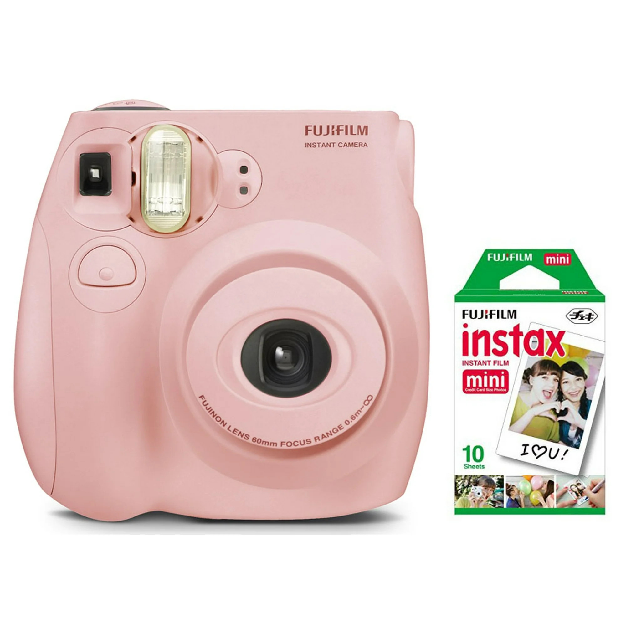 Fujifilm Instax Mini 7S Instant Camera (with 10-pack film) - Pastel Pink | Walmart (US)