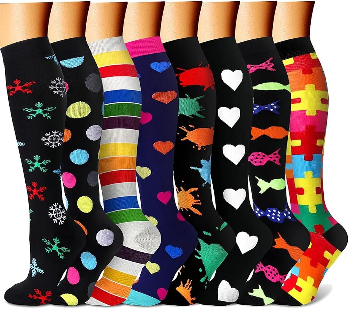 CHARMKING Compression Socks for Women & Men Circulation (8 Pairs) 15-20 mmHg Best Calf Socks Supp... | Amazon (US)