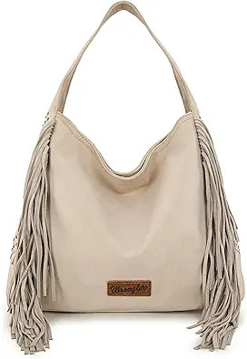 Wrangler Fringe Suede Hobo Bag for Women Leather Western Fringe Purse Tassel Hippie Shoulder Bag | Amazon (US)