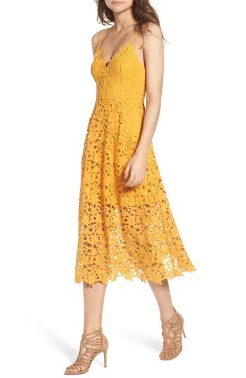 Women's Astr The Label Lace Midi Dress, Size X-Small - Yellow | Nordstrom