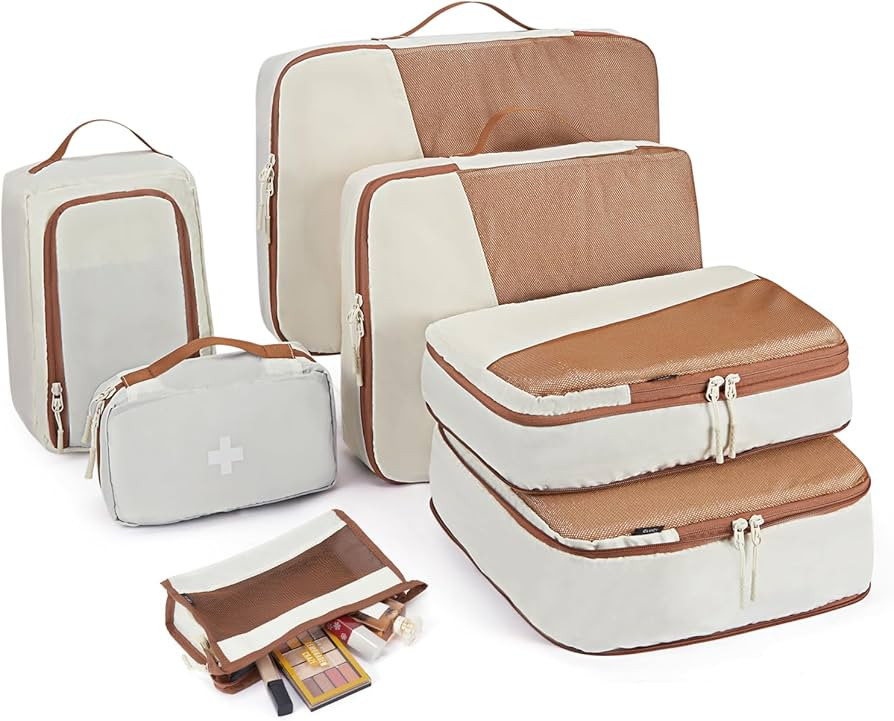 Compression Packing Cubes for Travel,CLUCI 7 Set/4 Set Travel Essentials,Organizer Bags for Lugga... | Amazon (US)