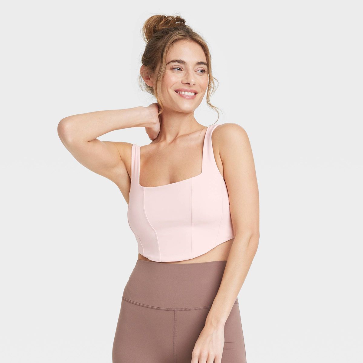Women's Everyday Soft Light Support Corset Bra - All In Motion™ Light Pink M | Target