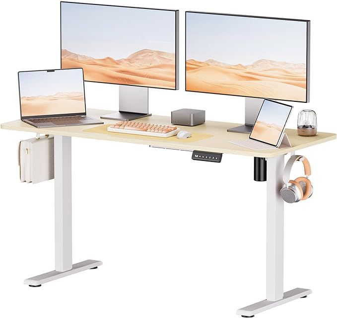 Electric Standing Desk - Adjustable Height with Memory Preset, 55 x 24 Inches Ergonomic Design St... | Amazon (US)