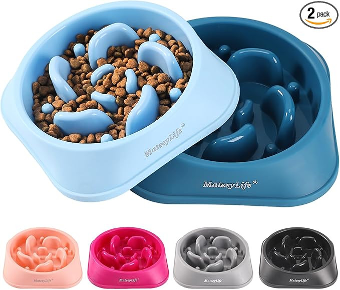 Pet Supplies : MateeyLife Slow Feeder Dog Bowls 2PCS, Anti-Choking Puzzle Dog Food Bowls, Anti-Sl... | Amazon (US)