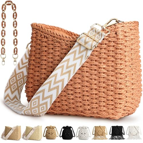 Amazon.com: Straw Handbags Purses Crossbody Pocketbook Bag Casual Woven Beach Bags Summer Hobo Hi... | Amazon (US)