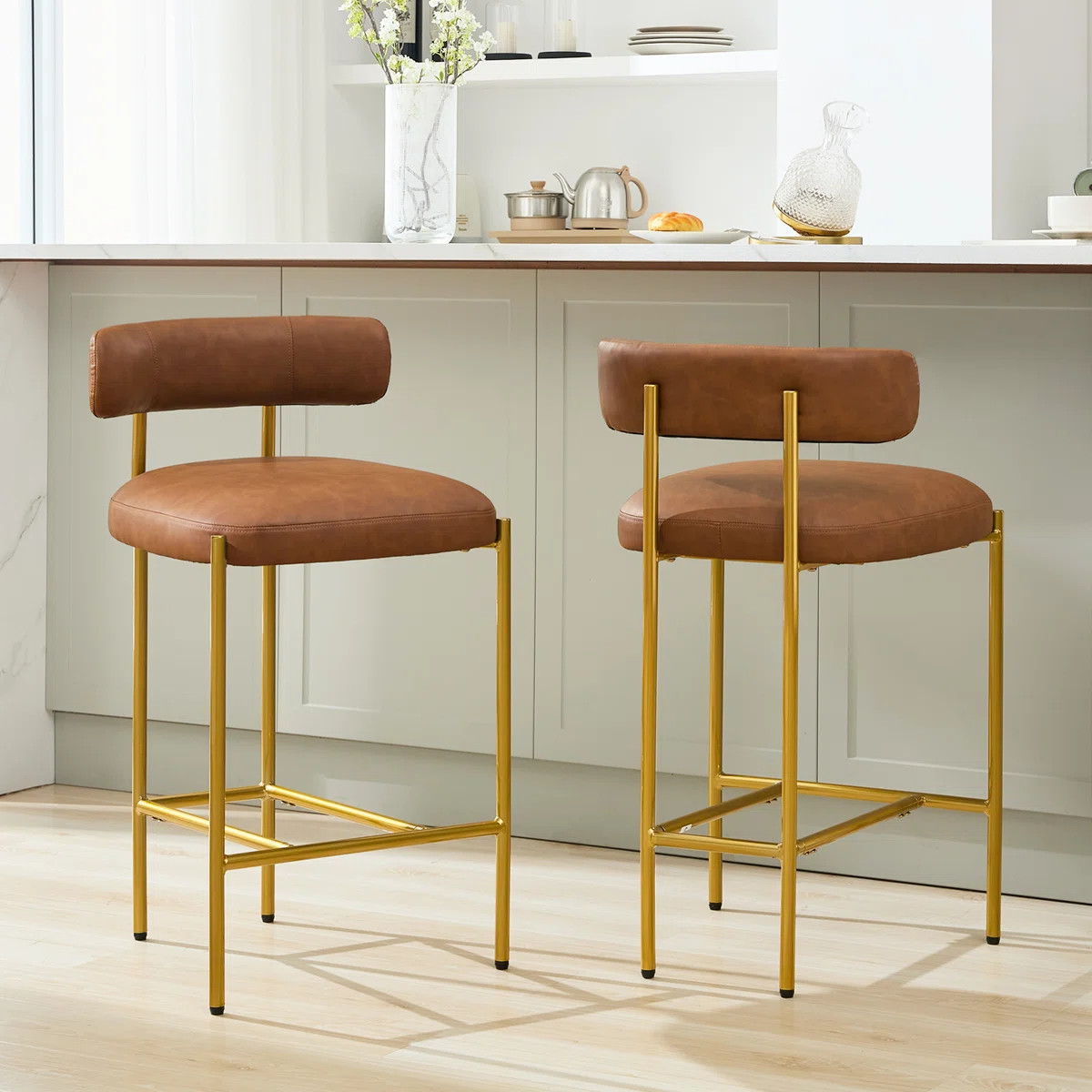Maddox Upholstered Counter Height Bar Stools (Set of 2) | Wayfair North America