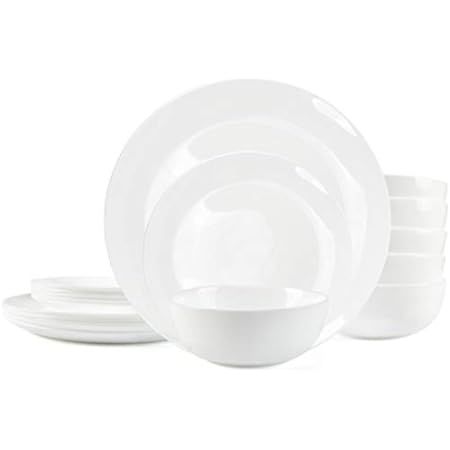 Corelle Service for 6, Chip Resistant, Winter Frost White Dinnerware Set, 18-Piece | Amazon (US)