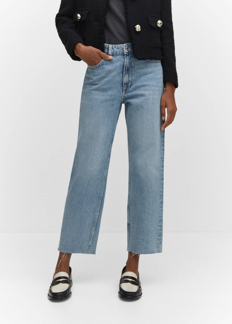 Straight-fit cropped jeans -  Women | Mango United Kingdom | MANGO (UK)