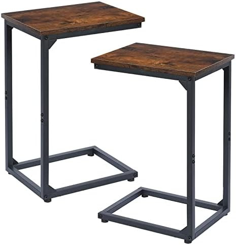 AMHANCIBLE C Shaped End Table Set of 2, Side Tables Living Room, C Table for Sofa, Couch Table, S... | Amazon (US)