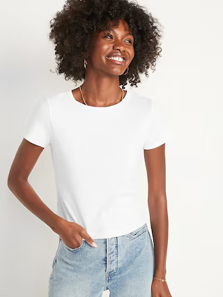 Fitted Short-Sleeve Cropped Rib-Knit T-Shirt for Women | Old Navy (US)