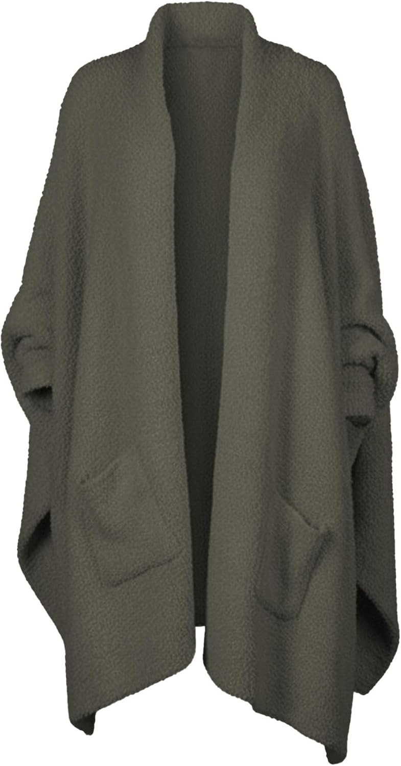 Wearable Blanket Sherpa Poncho Unique Office Work Warm Cozy Shawl TV Throw Blankets, Plush Cape Wrap for Adults | Amazon (US)