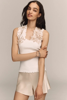 By Anthropologie Applique Floral Tank Top | Anthropologie (US)
