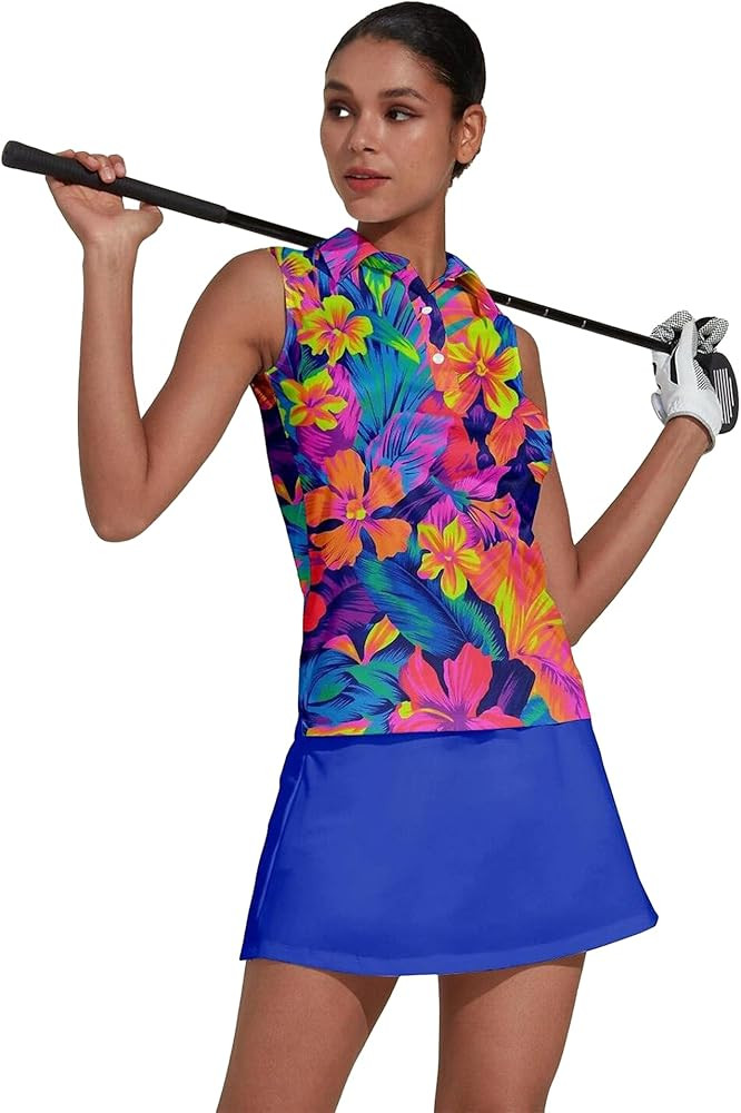 ACEGOLFS Women's Golf Shirts Sleeveless Collared Shirt for Women Quick Dry Button Up Tennis T-Shi... | Amazon (US)