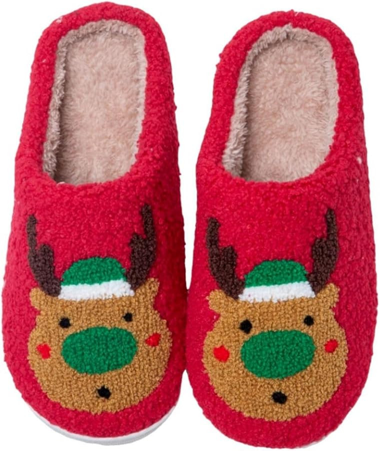 Christmas Tree Slippers for Women and Men - Plush Memory Foam Fluffy Slippers With Thick Bottom -... | Amazon (US)