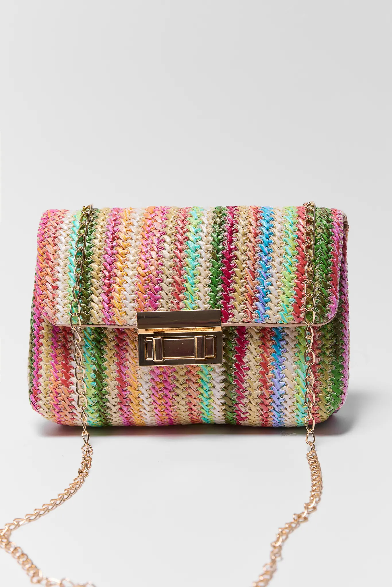 Multi Striped Woven Crossbody Bag | Avara