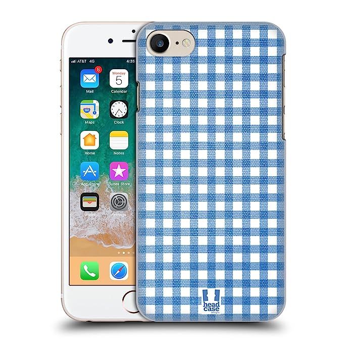Head Case Designs Blue Gingham-Patterns Hard Back Case for iPhone 7 / iPhone 8 | Amazon (US)
