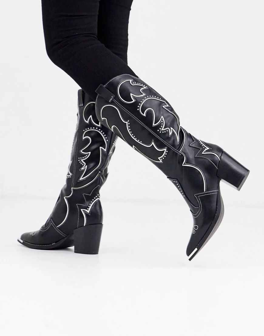 River Island high leg cowboy boot in black | ASOS (Global)