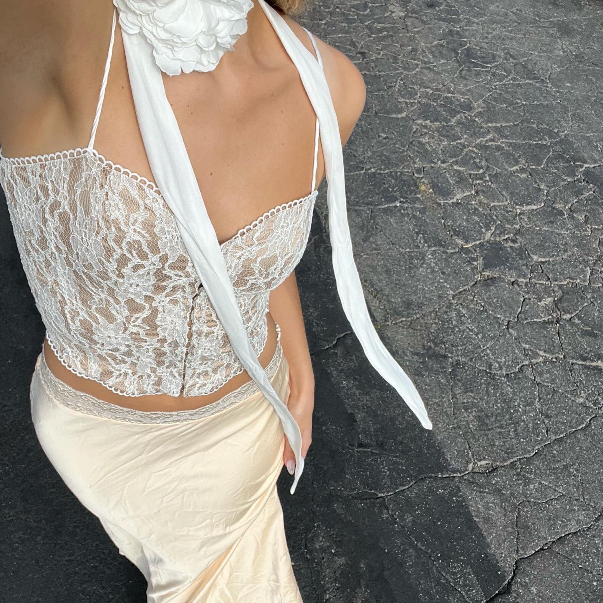 use code EIRUNN on princess polly. this lace, silk outfit has my heart for my summer in Europe 🤍 styled with a rosette or thin scarf 

#LTKSeasonal #LTKstyletip #LTKunder100