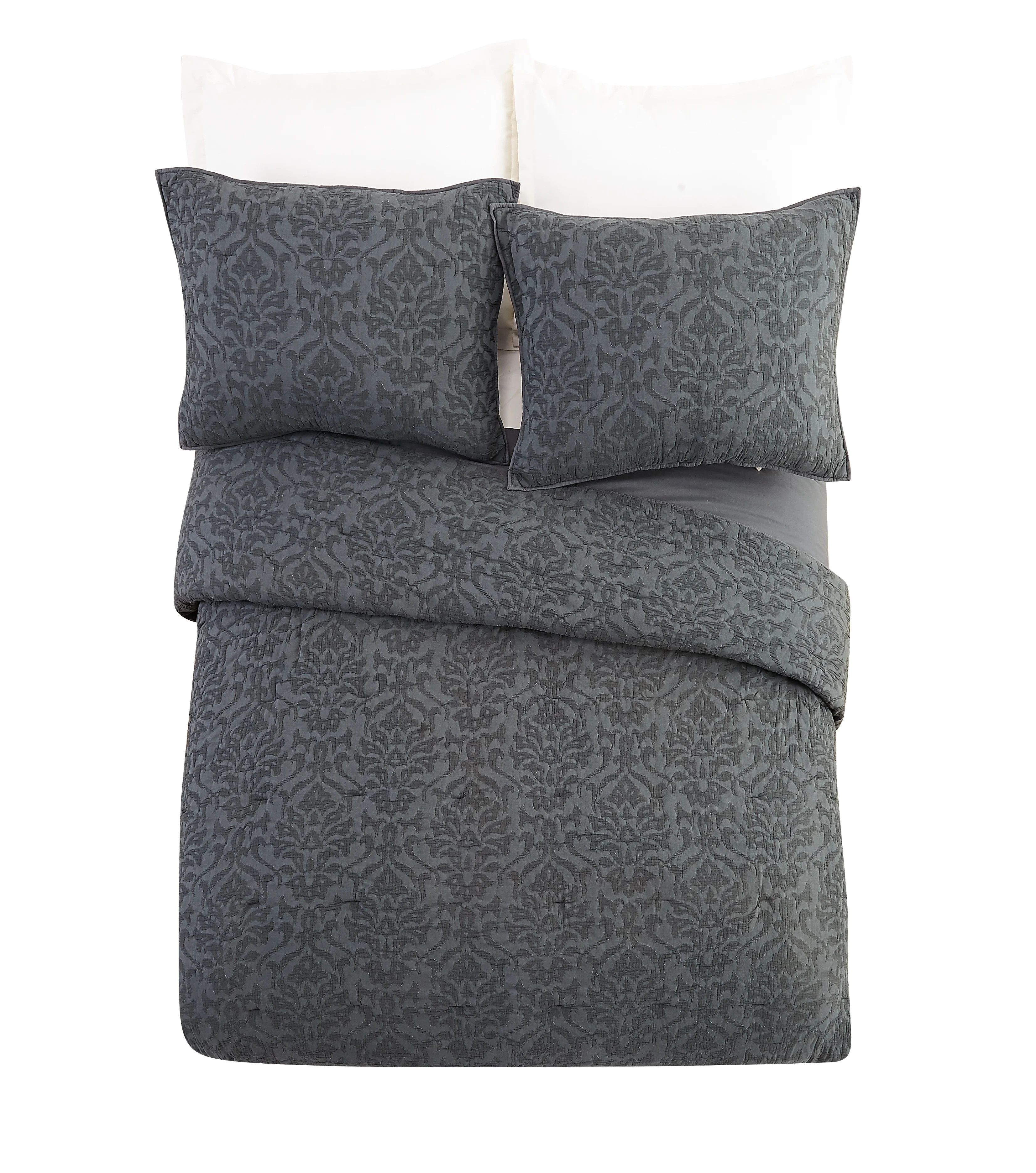 Better Homes & Gardens Gray Damask Cotton Quilt,King - Walmart.com | Walmart (US)