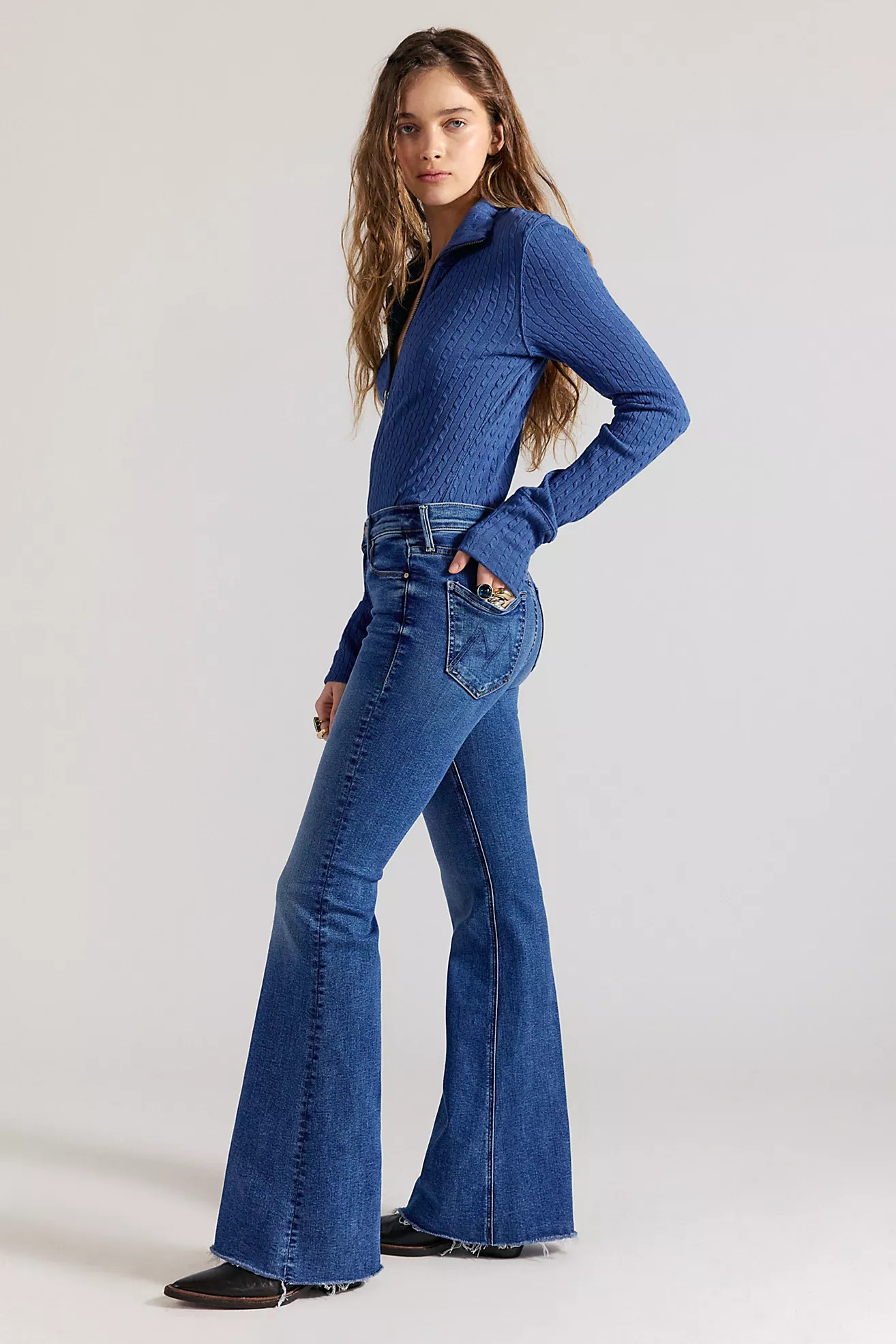 MOTHER The Doozy Sneak Fray Flare Jeans | Free People (Global - UK&FR Excluded)