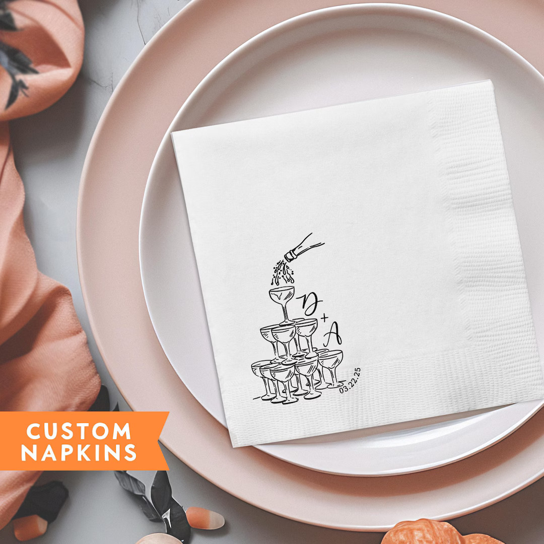 Custom Napkins, Personalized Wedding Napkins, Wedding Cocktail Napkins, Party Napkins, Custom Log... | Etsy (US)