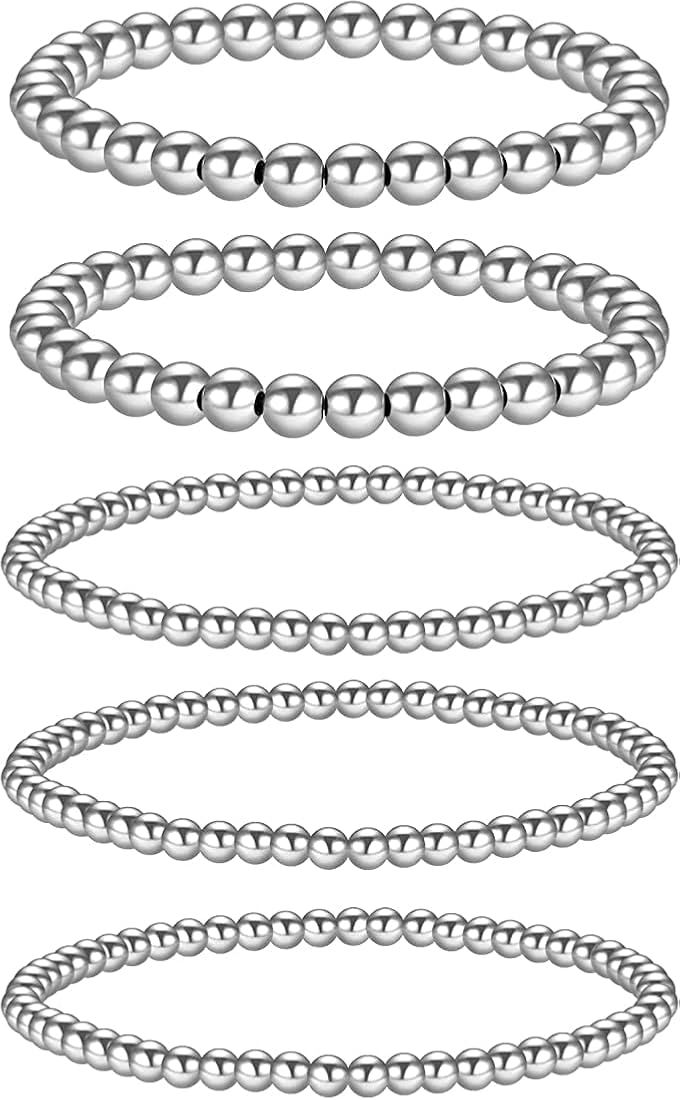BUREI Gold Bead Bracelets for Women Stackable Gold Bead Bracelet for Women Dainty Elastic Stretch... | Amazon (CA)
