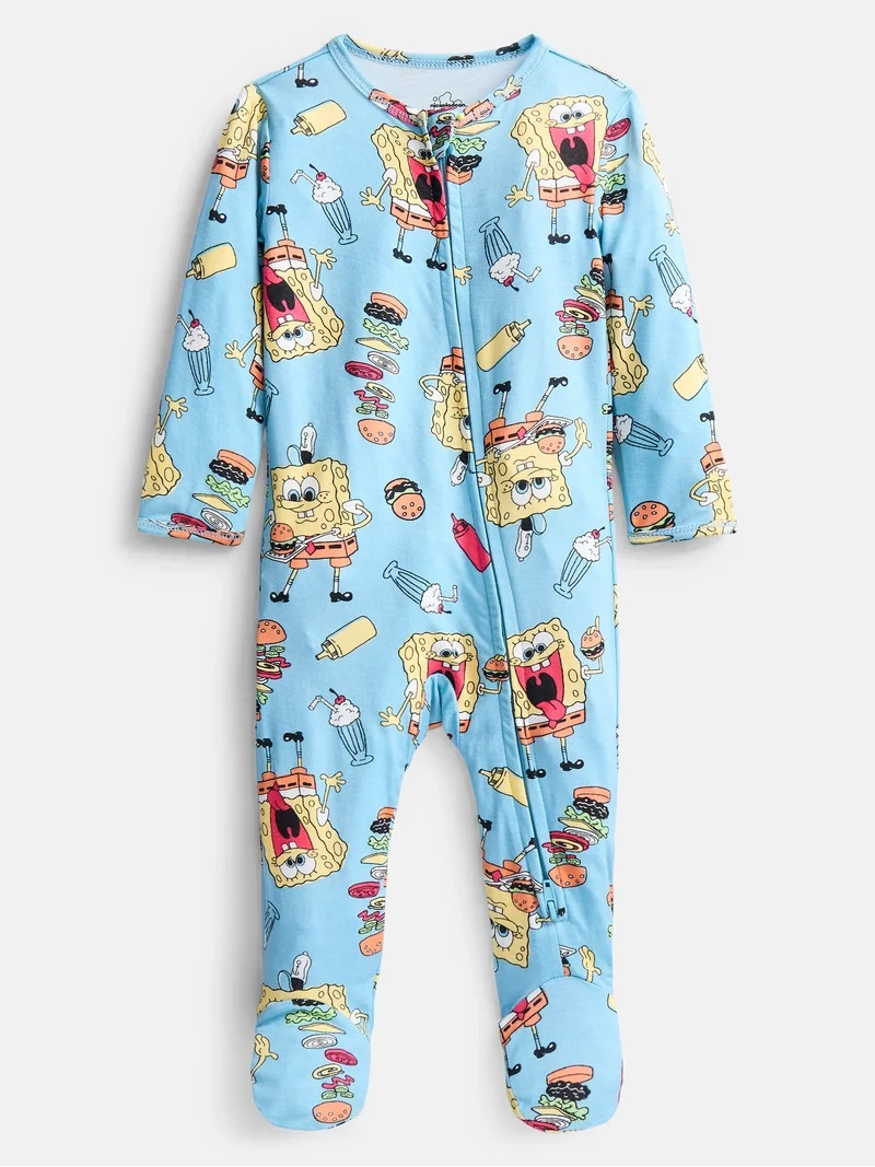 SpongeBob SquarePants Baby Boys Sleep Footed One-Piece, Sizes 0M-24M | Walmart (US)