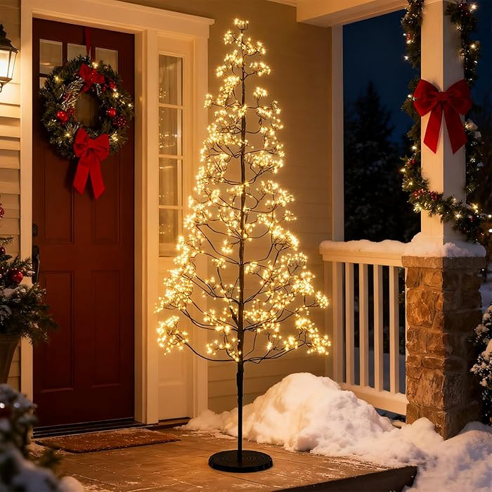 Goplus 5/6/7 FT LED Alpine Tree with 1000 Warm White LED Lights, Pre-lit Artificial Cedar with We... | Amazon (US)
