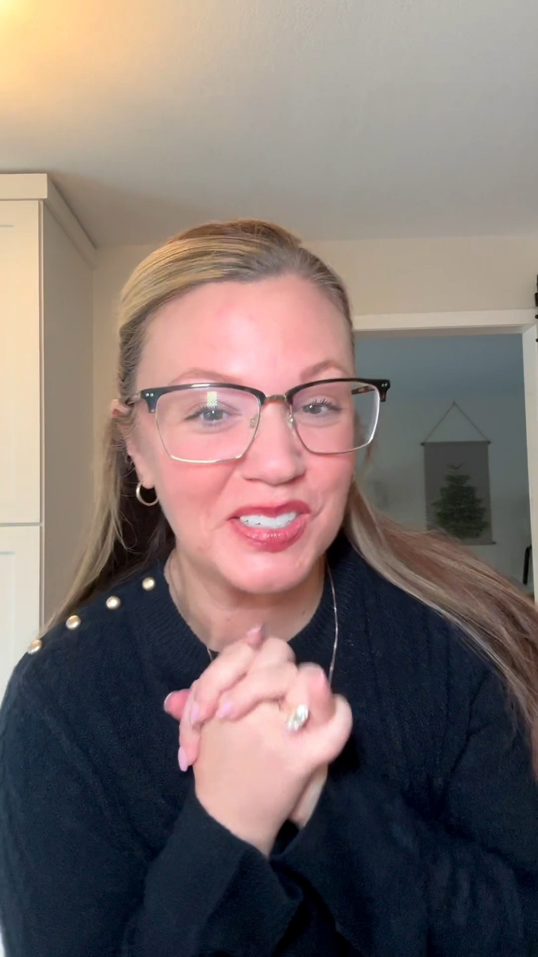 Women's Lace Stitch Crewneck Pullover Sweater - Universal Thread™ Navy Blue 

I’m wearing a large 

#LTKGiftGuide #LTKSeasonal #LTKSaleAlert