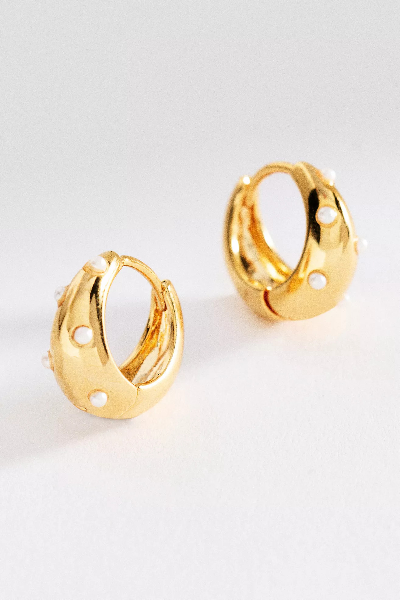 Pearl-Dotted Hoop Earrings | Anthropologie (US)
