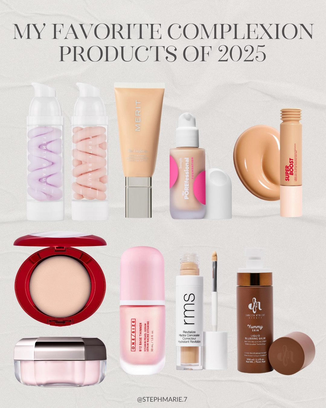 My most worn complexion products of 2025 including primers, setting powders, foundation & more! For a full review of each, follow along on YouTube 🎥 StephanieMarie  

 #LTKOver40 #LTKBeauty