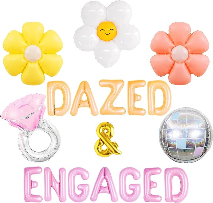 JeVenis Dazed and Engaged Bachelorette Decorations 70s Retro Disco Groovy Bachelorette Party Deco... | Amazon (US)