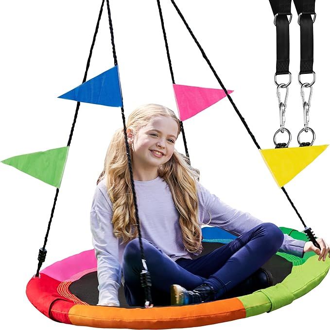 40 Inch Tree Swing Saucer Swing - 800Lb Weight Capacity, 900D Oxford Waterproof, With Hanging Str... | Amazon (US)