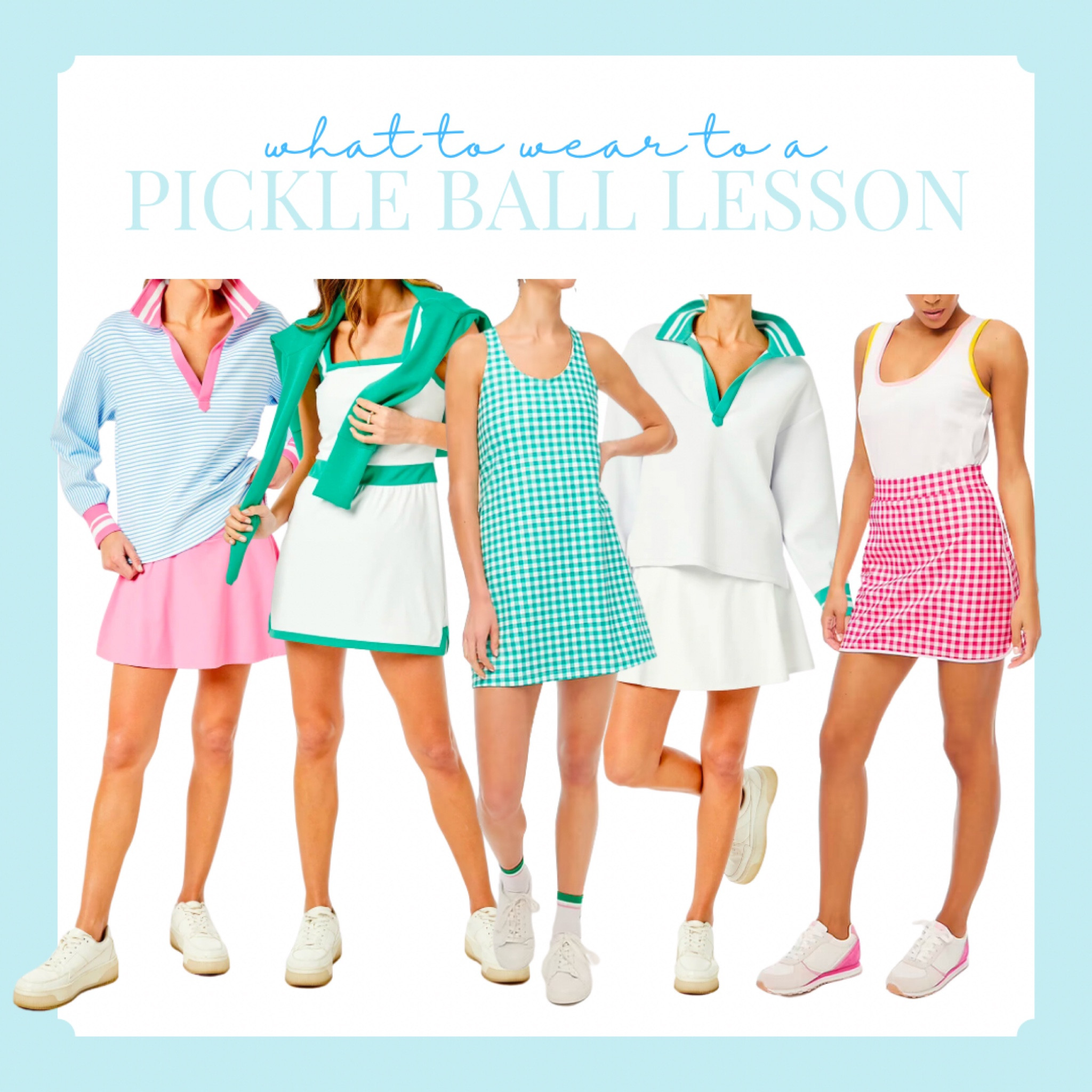 What to wear to a pickle ball lesson 🏓🎾👟

preppy workout clothes // colorful athleisure // tennis skirt // gingham skort // green tennis dress // rugby shirt // Addison Bay // jcrew factory // gold skirt // tennis dress // workout dress // activewear // pickleball

#LTKfit #LTKSeasonal #LTKFind