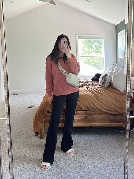 Casual outfit for today - s pullover & flared pants! Birks tts in eggshell color 

#LTKFindsUnder100 #LTKSeasonal