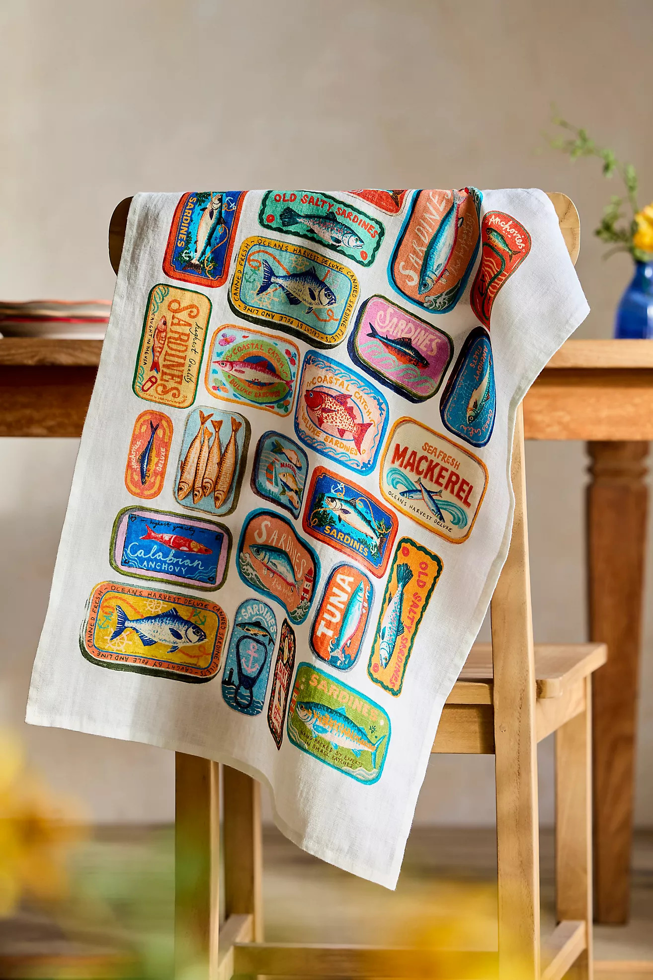Tinned Fish Linen Dish Towel