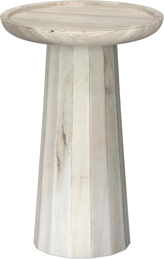 SIMPLIHOME Dayton SOLID MANGO WOOD 13 inch Wide Round Contemporary Wooden Accent Table in White W... | Amazon (US)