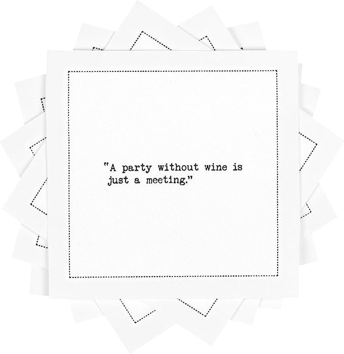 Five Star Funny Wine Quotes | White Cotton Cocktail Napkins | 50 Luxury Disposable Beverage Napki... | Amazon (US)