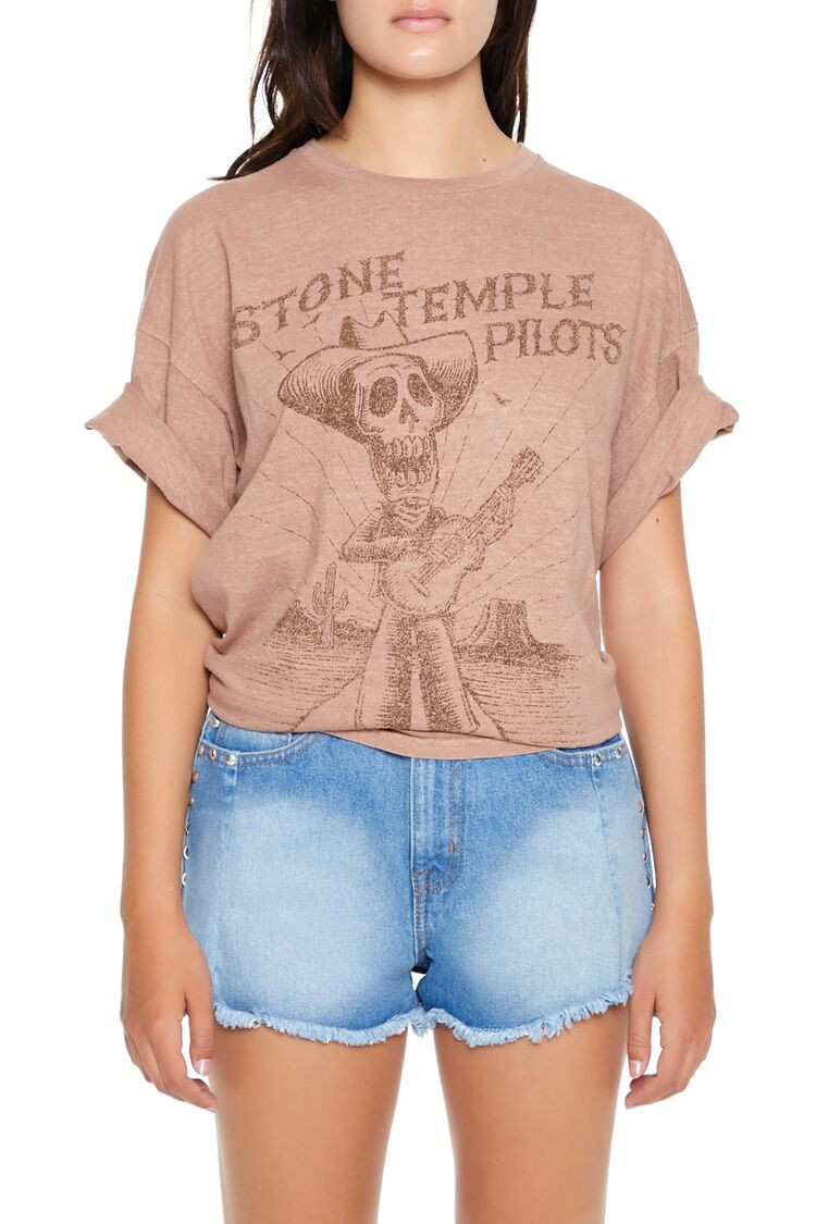 Women's Stone Temple Pilots Graphic T-Shirt in Brown, S/M | Forever 21