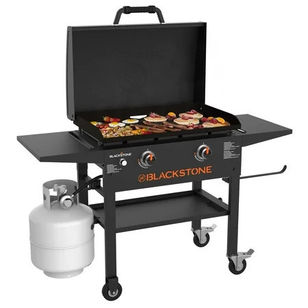 Blackstone Original Outdoor Griddle, 2-Burner 28” Propane Flat Top Grill with Hood, Black | Walmart (US)