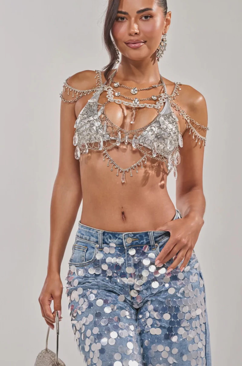 DRIPPY RHINESTONE CHAIN TOP | AKIRA