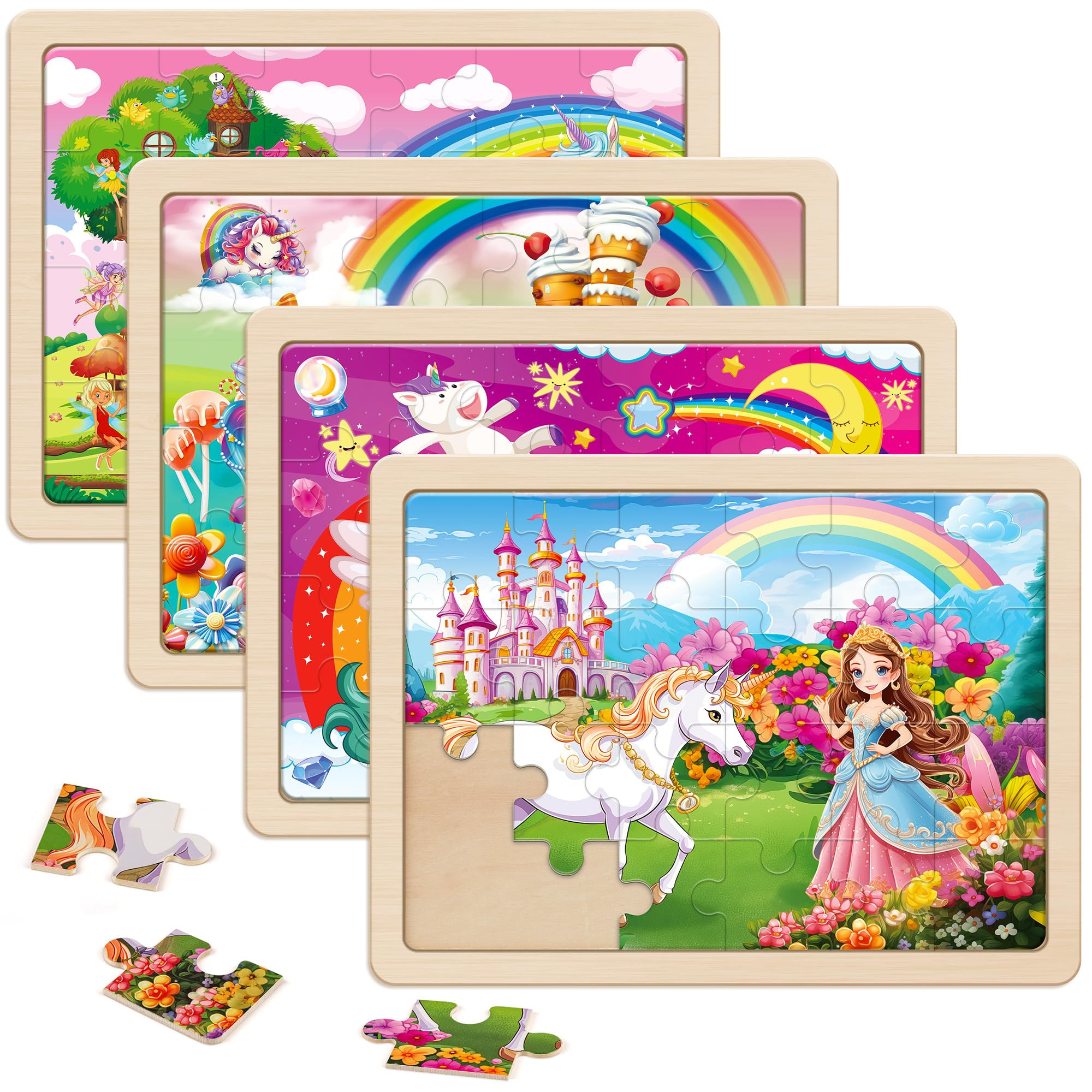 SYNARRY Large Unicorn Princess Fairy Wooden Puzzles for Girls Gift Box(12.2*9.4 in) - FSC Certifi... | Amazon (US)