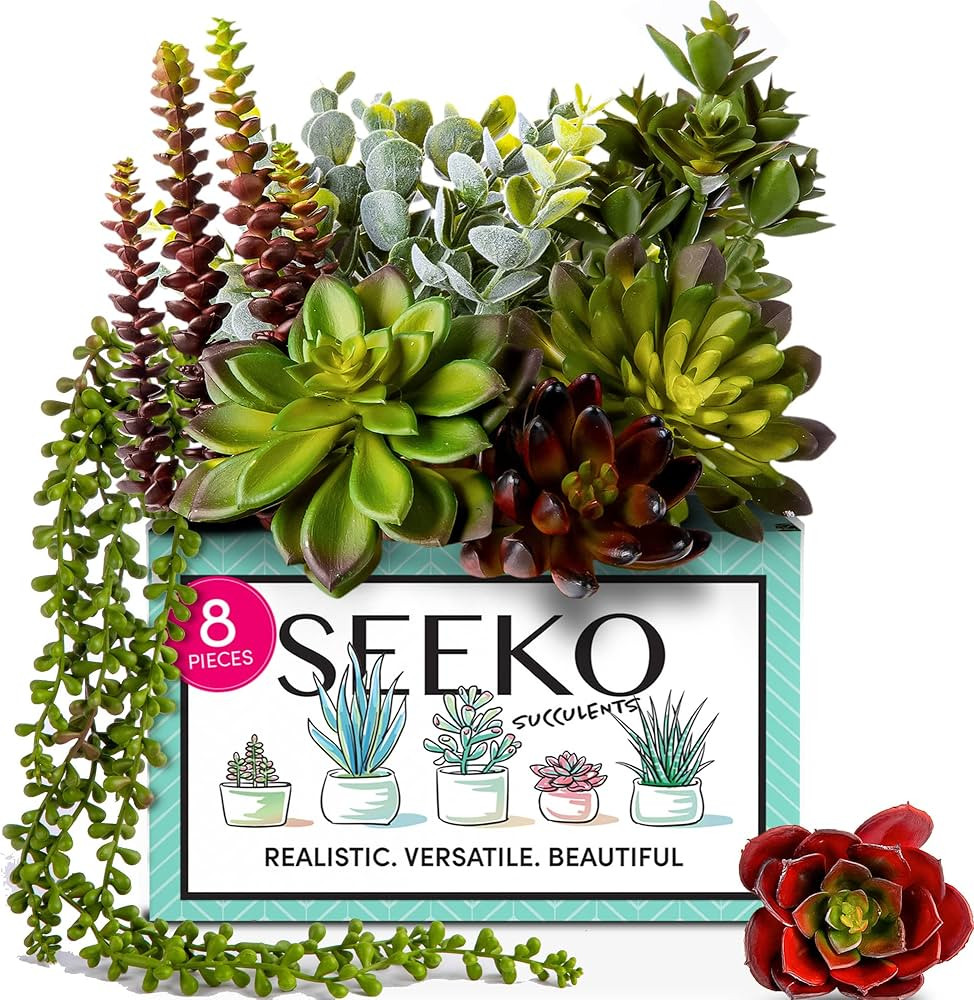 Seeko Artificial Succulents - 8 Pack- Premium Succulent Plants Artificial - Realistic Faux Succul... | Amazon (US)