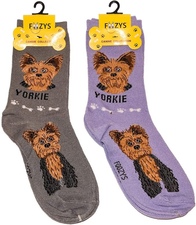 Foozys Unisex Crew Socks | Canine/Dog Collection | Yorkie | Amazon (US)